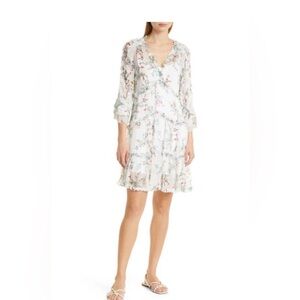 Kobi Halperin Paige Dress Ivory Multi Floral Ruffle Mini | Size M | NWT $498